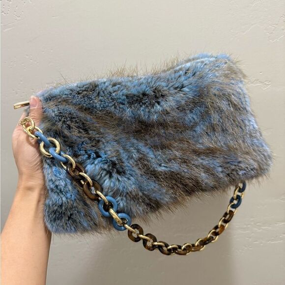 2 Tone Handmade Genuine Beaver Fur Soft Slouchy Clutch/Shoulder Bag/Crossbody - Picture 4 of 16